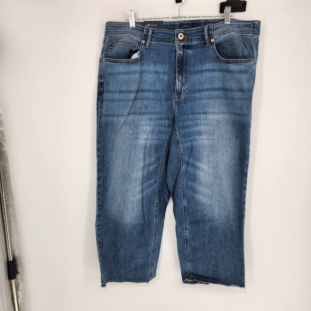 J.Jill Denim High Rise Straight Leg Crop Jeans Delmar Wash Blue Size 18 Regular